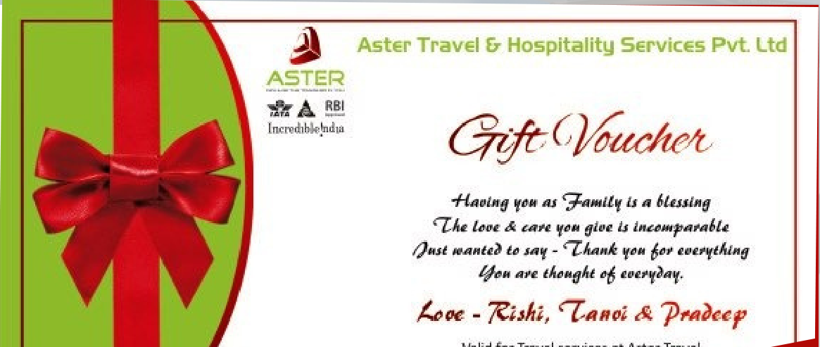 Aster Travel & Hospitality Services Gift Voucher